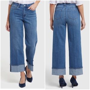•NYDJ• Teresa Wide Leg Wide Cuff Jeans in Deep Water Lake Wash Size‎ 4